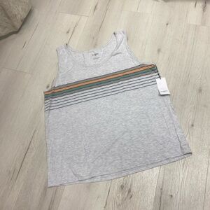 Goodfellow & Co Light Gray Tank Top with Orange and Green Stripe Detail